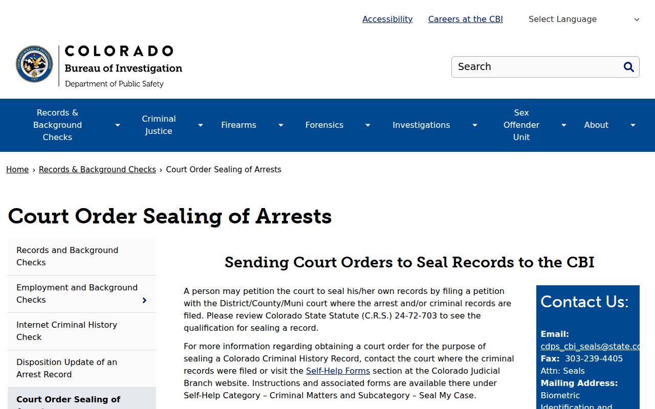 Ouray County arrest records sealing and correction guidance
