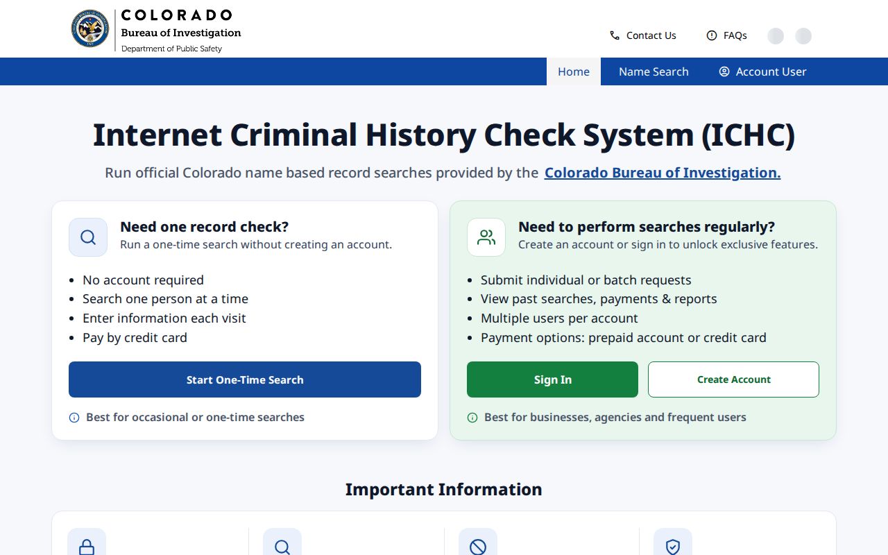 Ouray County criminal history CBI search entry
