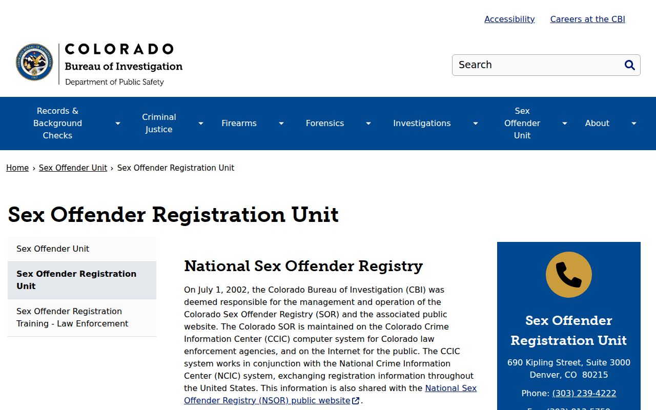 Ouray County sex offender lookup information from the CBI registration unit